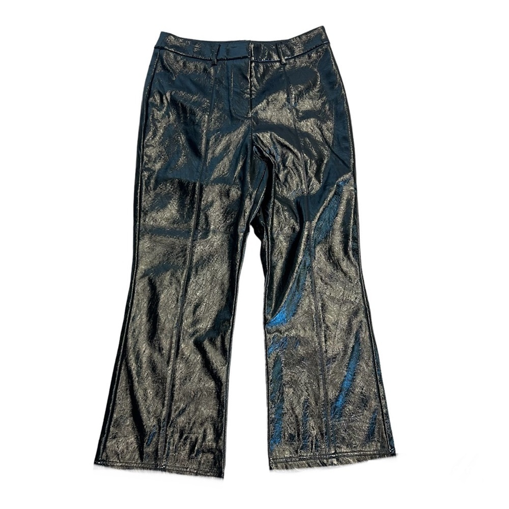 7 for all mankind black faux patent leather trouser pants NWT